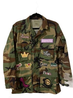 Supreme Camo Patch Jacket with Pink & Gold Patches